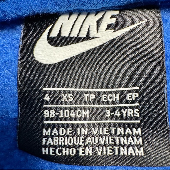 Nike Youth Logo Fleece Pullover Hoodie Sweatshirt Blue Gray White Size XS 4 - Picture 7 of 12